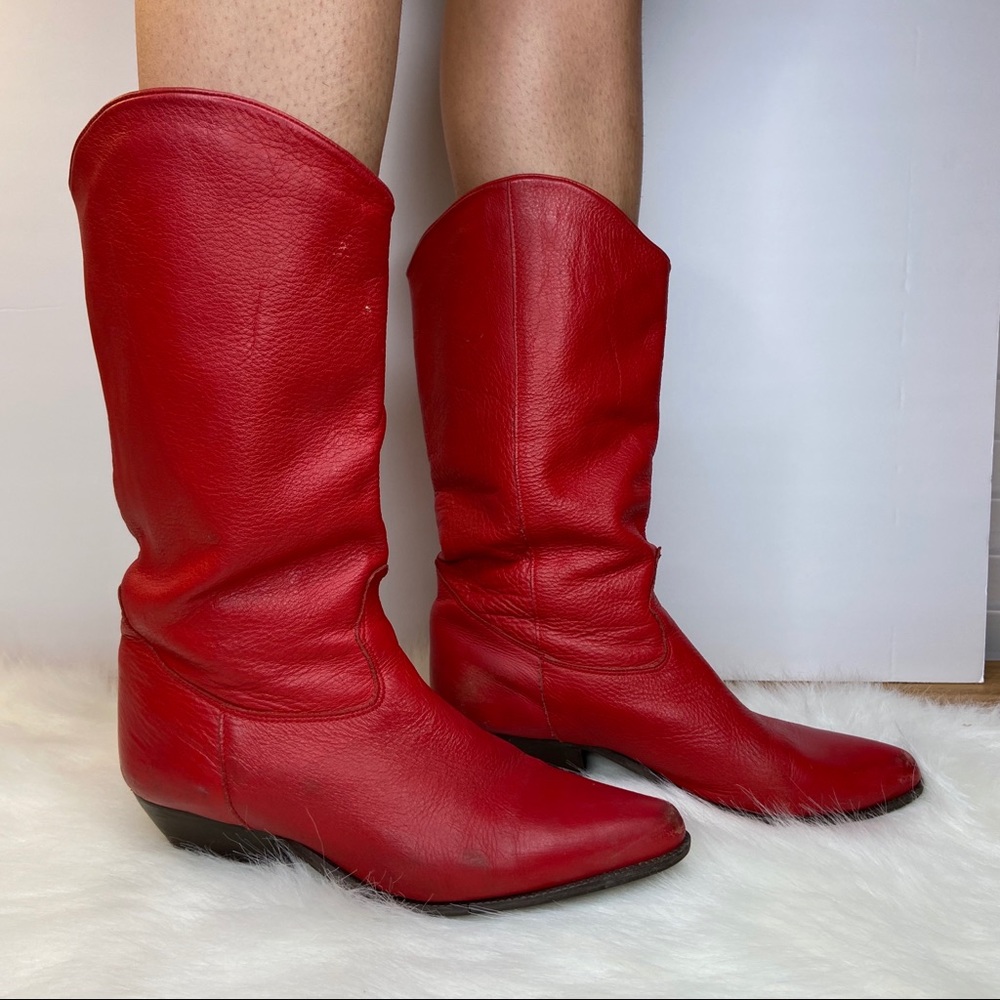 Vintage Red Leather Boots 8.5